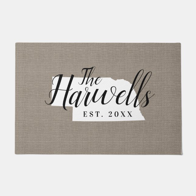 Nebraska Family Monogram State Doormat Deurmat (Voorkant)