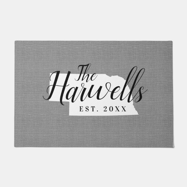 Nebraska Family Monogram State Doormat Deurmat (Voorkant)