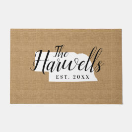 Nebraska Family Monogram State Doormat Deurmat