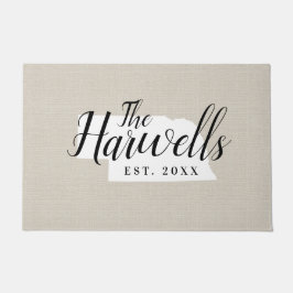 Nebraska Family Monogram State Doormat Deurmat