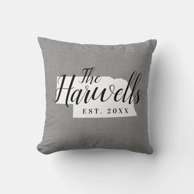 Nebraska Family Monogram State Sierkussen (Voorkant)