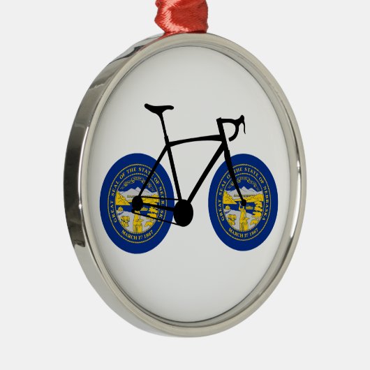 Nebraska Flag Cycling Metalen Ornament (Rechts)