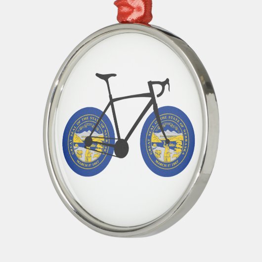 Nebraska Flag Cycling Metalen Ornament (Links)