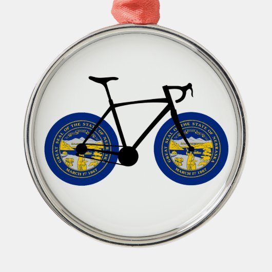 Nebraska Flag Cycling Metalen Ornament (Voorkant)