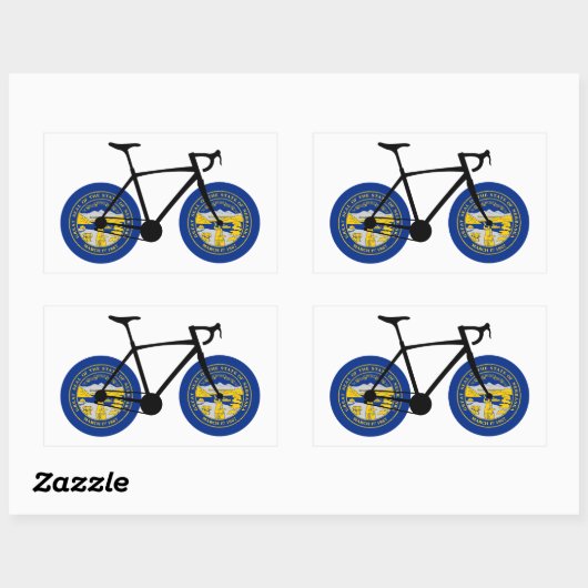 Nebraska Flag Cycling Rechthoekige Sticker (Vel)