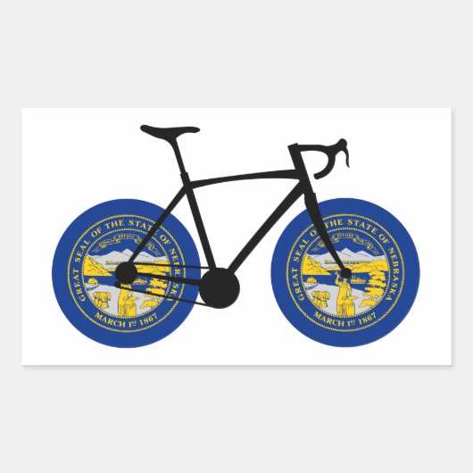 Nebraska Flag Cycling Rechthoekige Sticker (Voorkant)