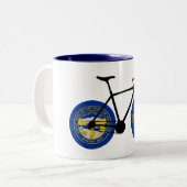 Nebraska Flag Cycling Tweekleurige Koffiemok (Voorkant links)