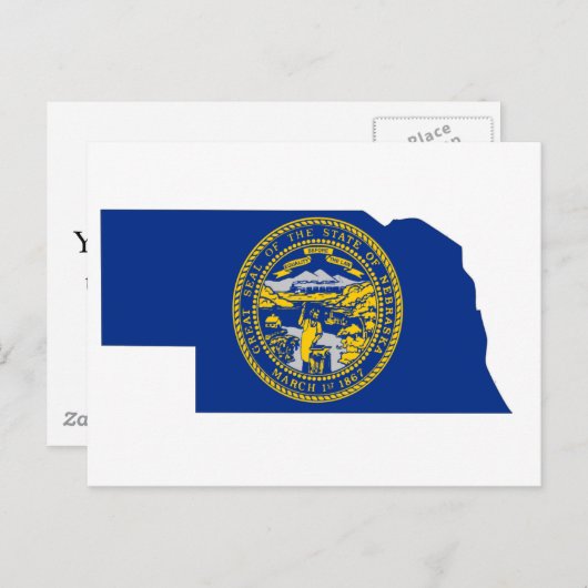 Nebraska Flag Map Briefkaart (Voorkant / Achterkant)