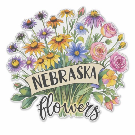 Nebraska Flowers - Nebraska Wild Flowers Bloom Sticker (Voorkant)