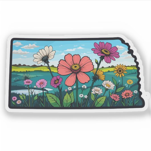 Nebraska Flowers - Nebraska Wild Flowers Sticker (Voorkant)