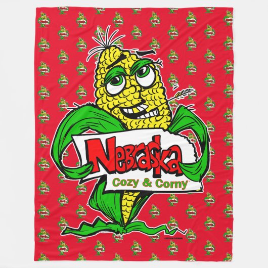 Nebraska Funny Cartoon maïskolf Fleece Deken (Voorkant)