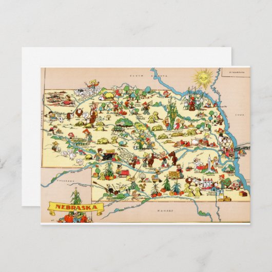 Nebraska Funny Map Briefkaart (Voorkant / Achterkant)