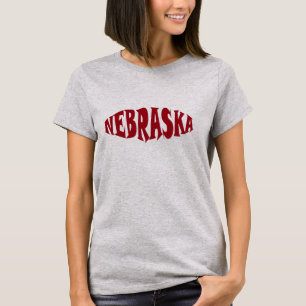 Nebraska gestileerde rode tekst t-shirt