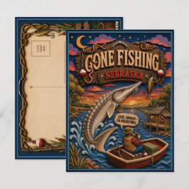 Nebraska Gone Fishing Bleke Steur Briefkaart
