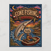 Nebraska Gone Fishing Bleke Steur Briefkaart (Voorkant)