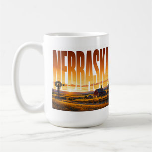 Nebraska Gouden Prairie Platteland Zonsondergang Koffiemok