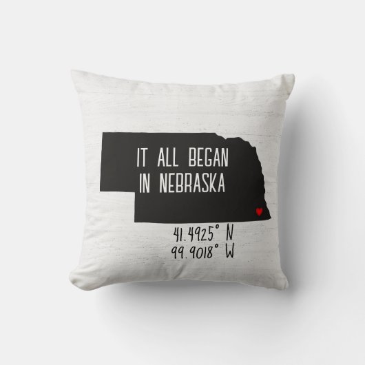 Nebraska GPS-coördinaten met Hart Kussen (Voorkant)