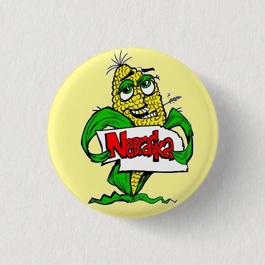 Nebraska Grappige Cartoon Maïs Pin Button (Voorkant)