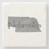 Nebraska  grijs hoornhusker-alkbord stenen onderzetter (Voorkant)