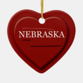 Nebraska Heart Map kerstversiering Keramisch Ornament (Voorkant)