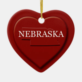 Nebraska Heart Map kerstversiering Keramisch Ornament