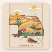  Nebraska Heartland Boerderij Scène Kartonnen Onderzetters (Voorkant)