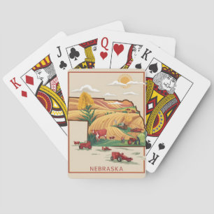 Nebraska Heartland Boerderij Scène Pokerkaarten