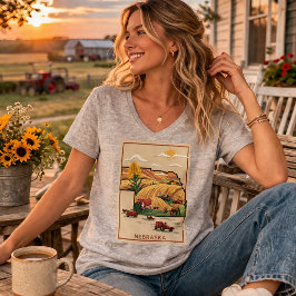  Nebraska Heartland Boerderij Scène T-shirt