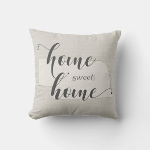 Nebraska - Home Sweet Home burlap-look Kussen