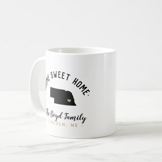 Nebraska Home Sweet Home Familie Monogram Mok (Voorkant links)