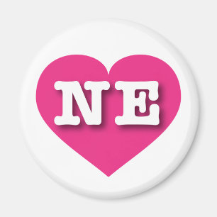 Nebraska Hot Pink Heart - Ik hou van NE Magneet