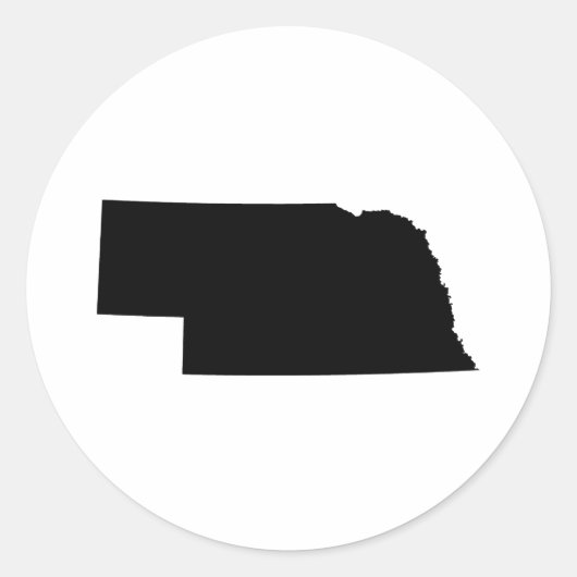 Nebraska in het zwart ronde sticker (Voorkant)