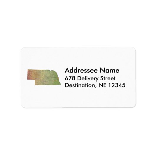 Nebraska Kaart Adreslabel Etiket (Voorkant)