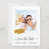 Nebraska Kaart Foto Wedding Save the Date Kaart (Voorkant)