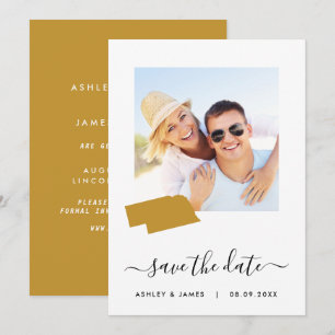 Nebraska Kaart Foto Wedding Save the Date Kaart