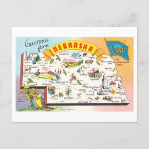 Nebraska Kaart Reizen Briefkaart