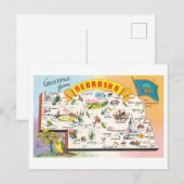  Nebraska Kaart Reizen Briefkaart (Voorkant / Achterkant)