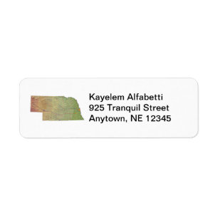 Nebraska Kaart Retour Adres Label
