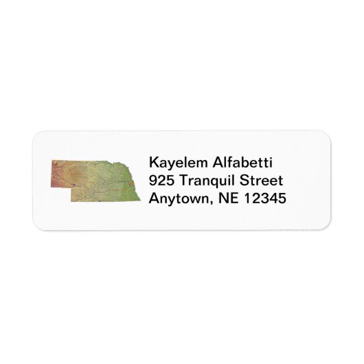 Nebraska Kaart Retour Adres Label (Voorkant)