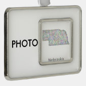 Nebraska-kaart Verzilverd Omlijst Ornament (Rechts)