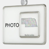 Nebraska-kaart Verzilverd Omlijst Ornament (Links)
