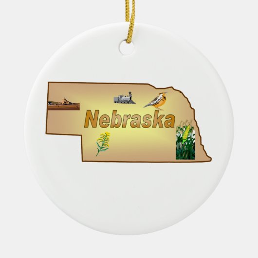 Nebraska kerstboomversiering keramisch ornament (Voorkant)