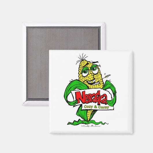 Nebraska maïskolcartoon magnet (Voorkant / Achterkant)