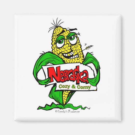 Nebraska maïskolcartoon magnet (Voorkant)