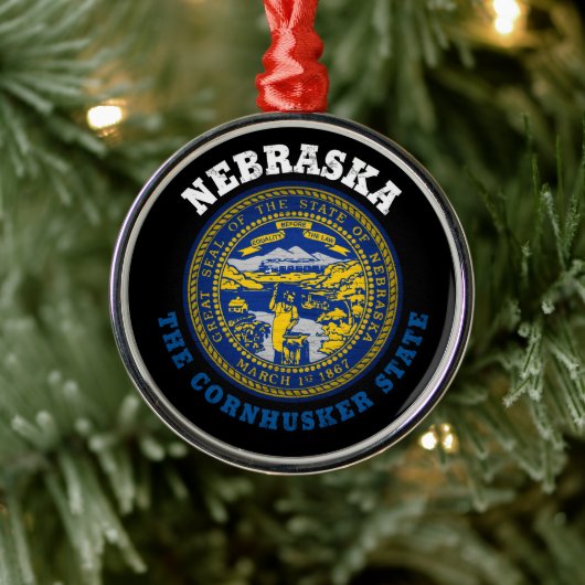 NEBRASKA MAÏSKOLVER STAATSVLAG METALEN ORNAMENT (Boom)