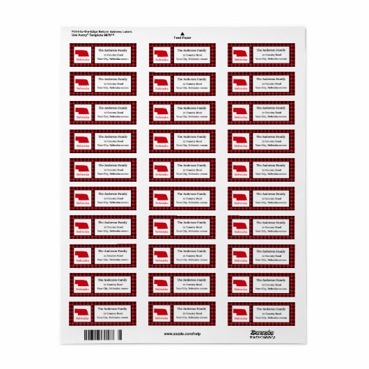 Nebraska Map Buffalo Pset Return Label (Full Sheet)
