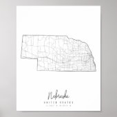 Nebraska Minimal Street Map Poster (Voorkant)
