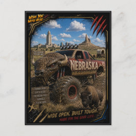 Nebraska Monster Truck Off Road Kunst Briefkaart