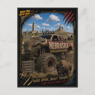 Nebraska Monster Truck Off Road Kunst Briefkaart