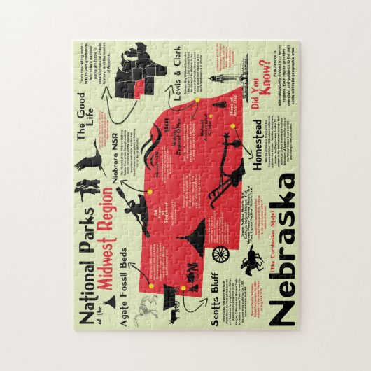 Nebraska National parks Infographic Map Legpuzzel (Verticaal)